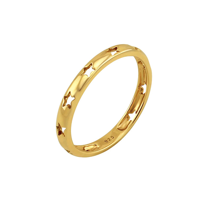 TRENDY Style Star Hollow Eternity Band Rings in 925 Silver Jewelry with 18K Gold Plated