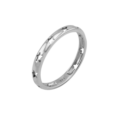 TRENDY Style Star Hollow Eternity Band Rings in 925 Silver Jewelry with 18K Gold Plated