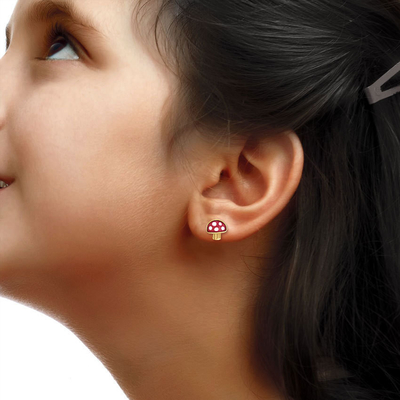 Chubby Mushroom Earrings 925 Childrens Sterling Silver Earrings