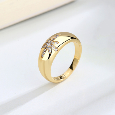 Unisex Alibaba-Online-Shopping Gold Plated Starburst Band Rings in Sterling Silver 925