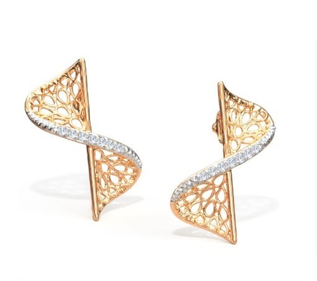 2024 Earring Set with Pave Setting Technology and Cubic Zirconia Swerve Twist Studs