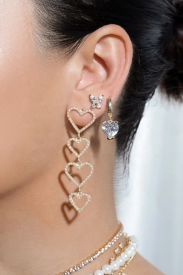 Classic Style 925 Sterling Silver Gold Plated Cubic Zirconia Butterfly Stud Earrings