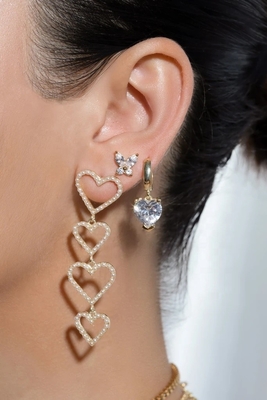 Classic Style 925 Sterling Silver Gold Plated Cubic Zirconia Butterfly Stud Earrings