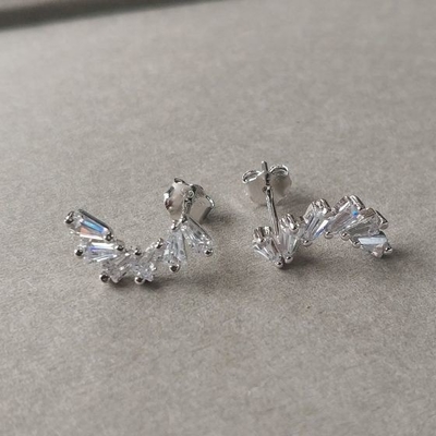 Zirconia Ear Studs for Women's Vermeil Jewelry Iced Out Earrings