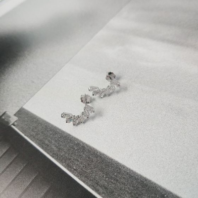 Zirconia Ear Studs for Women's Vermeil Jewelry Iced Out Earrings