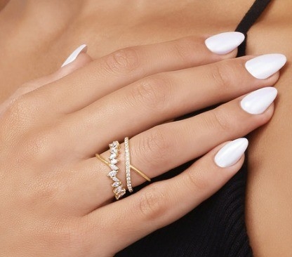 Party Statement Piece Sterling Silver Rhodium Plated Zig Zag Diamond Ring For Women