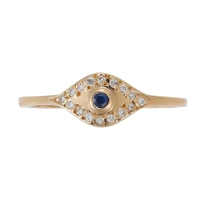 925 Sterling Silver Evil Eye Diamond Band Ring with Silver Plating Classic Style