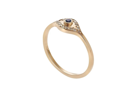 925 Sterling Silver Evil Eye Diamond Band Ring with Silver Plating Classic Style