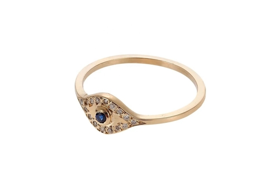 925 Sterling Silver Evil Eye Diamond Band Ring with Silver Plating Classic Style