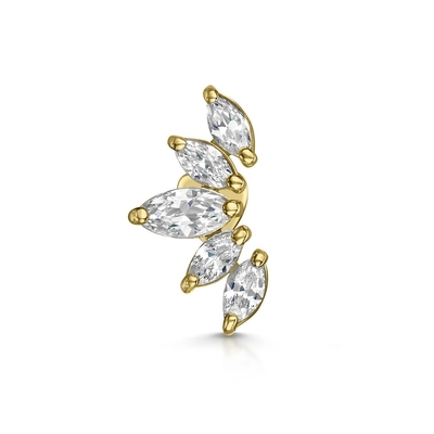Plating Gold Rhodium Stud Earrings White CZ for Women Daily Wear Style