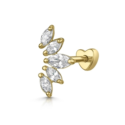Plating Gold Rhodium Stud Earrings White CZ for Women Daily Wear Style