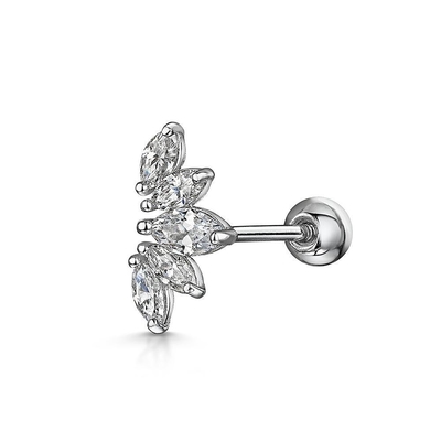 Plating Gold Rhodium Stud Earrings White CZ for Women Daily Wear Style