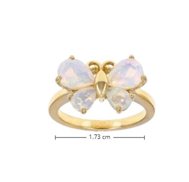 Fine Jewelry Multicolor Ethiopian Opal Butterfly Ring 18k Yellow Gold Over Sterling Silver