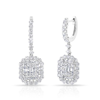 White CZ Earrings 925 Sterling Silver Classic Style For Engagement And Wedding