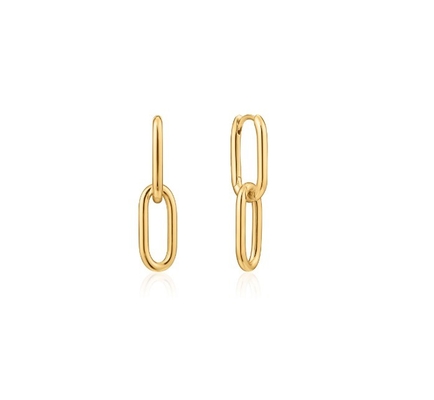 Wedding Occasion Simple Silver Cable Link Stud Earring 30mm Height Elegant Design