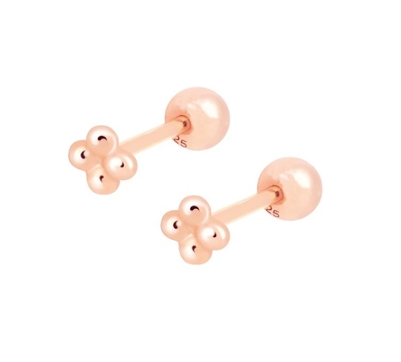 6mm Silver Tiny Beaded Ball Barbell Stud Earrings With Screw Backs Jewelry