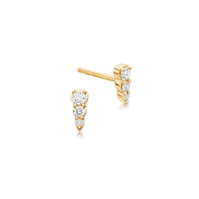 Trendy Mini Three Stone CZ Stud 925 Sterling Silver Earrings
