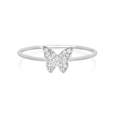 Butterfly White CZ 925 Sterling Silver Simply Women's Rings Jewelry