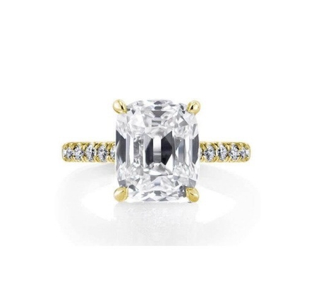 White CZ 925 Sterling Silver Engagement Ring 18K Gold Plated Baguette Cut