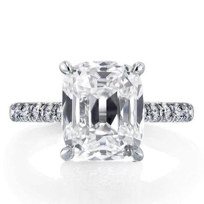 White CZ 925 Sterling Silver Engagement Ring 18K Gold Plated Baguette Cut