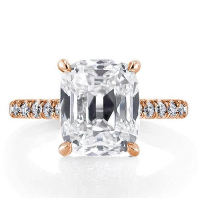 White CZ 925 Sterling Silver Engagement Ring 18K Gold Plated Baguette Cut