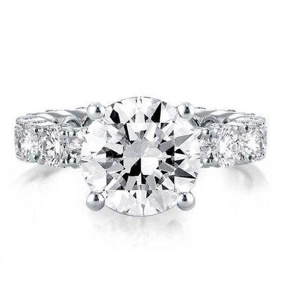 18K Gold White Zircon Eternity Band 925 Sterling Silver Engagement Rings