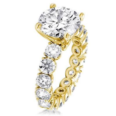 18K Gold White Zircon Eternity Band 925 Sterling Silver Engagement Rings