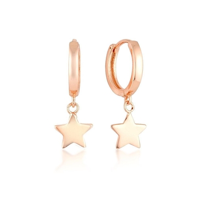Brass 14K Gold Star Shaped Hoop Earrings ForWomen Simple Daily Jewelry