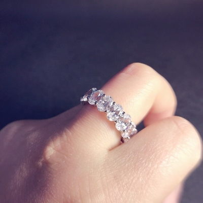 Clear CZ Oval Eternity Band Ring Jewelry Type Women'S Silver Eternity Ring