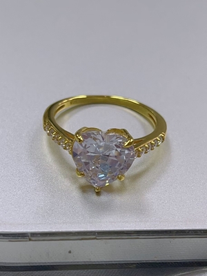Micro Insert Inlay Technology Heart Cut CZ Stone 925 Sterling Silver Engagement Rings