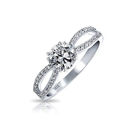 925 Sterling Silver Ring Micron Pave White Gold Plated for Women Wedding Couple Engagement