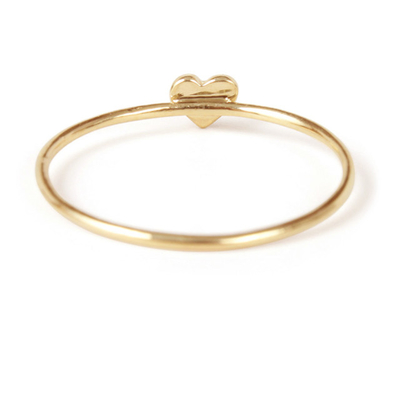 Delicate Plain Design Heart Ring Real 925 Sterling Silver 18K Gold Plated Tarnish Free