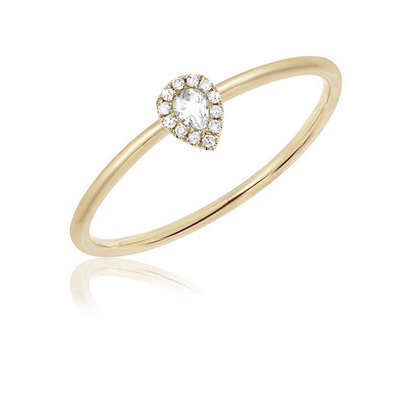 18K Gold Rhodium Plated Teardrop Stack Engagement Ring Jewelry For Country Markets