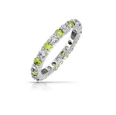 925 Silver Eternity Band Ring with Rose Gold Plating and Birthstone CZ Stones Option