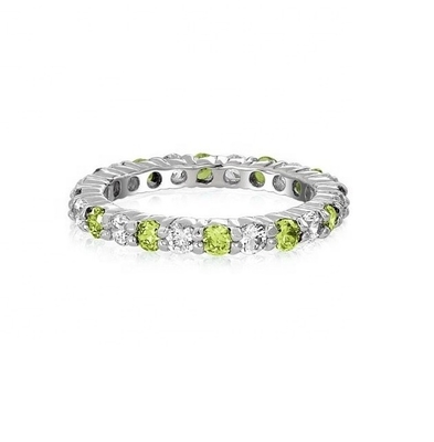 925 Silver Eternity Band Ring with Rose Gold Plating and Birthstone CZ Stones Option