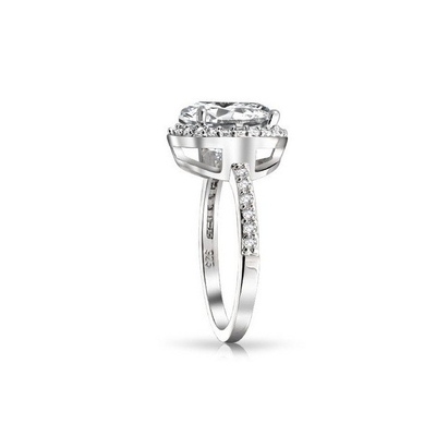 925 Sterling Silver 10mm White CZ Solitaire Engagement Ring with Main Stone Size 10mm