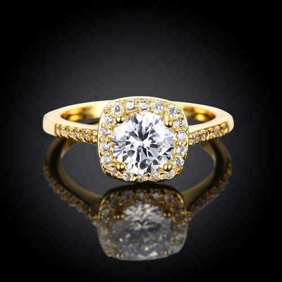 Diamond 18K Gold Plated Rings Size 5 - Size 10 Women Engagement Ring