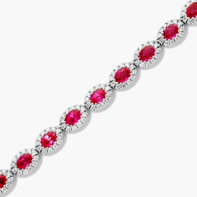 5.7mm Width Zircon Tennis Bracelet Oval Emerald White 14K Gold Bracelet Womens