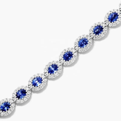5.7mm Width Zircon Tennis Bracelet Oval Emerald White 14K Gold Bracelet Womens