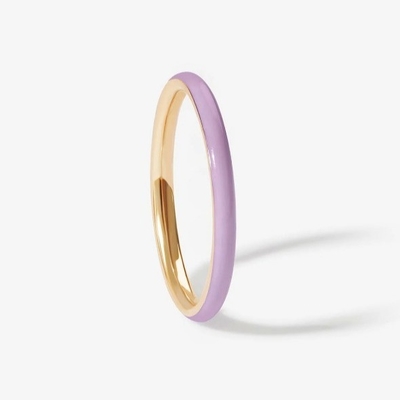 Pink Enamel 18K Gold Plated Rings Solid 925 Sterling Silver Stacking Rings