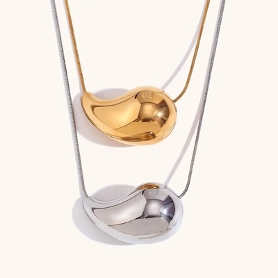 Customized 18K Gold Teardrop Necklace 45+5cm Brass Teardrop Necklace