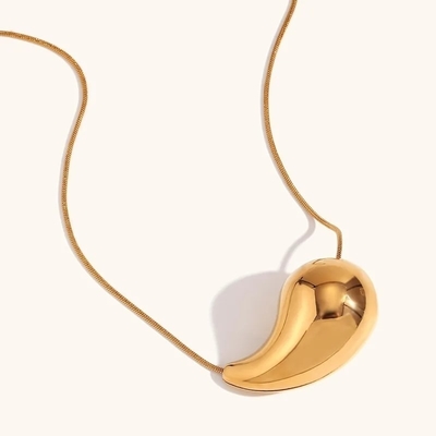 Customized 18K Gold Teardrop Necklace 45+5cm Brass Teardrop Necklace