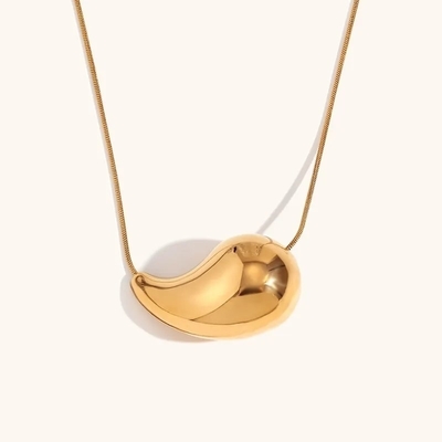 Customized 18K Gold Teardrop Necklace 45+5cm Brass Teardrop Necklace