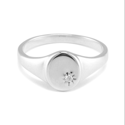 18K Gold Vermeil Sunflower Signet Ring with Minority Design in 925 Sterling Silver