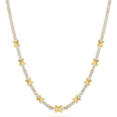 OEM Classic Brass Tennis Star Pendant Necklace With Brilliant Cubic Zircon Stones