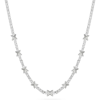OEM Classic Brass Tennis Star Pendant Necklace With Brilliant Cubic Zircon Stones