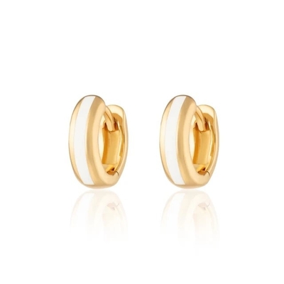 925 Customized Logo 18K Gold Plated Pink Enamel Huggie Earrings For Women'S Chic Look