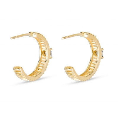 Ladies Cubic Zirconia Diamond Hoop Earrings Brass Round Brilliant Cut