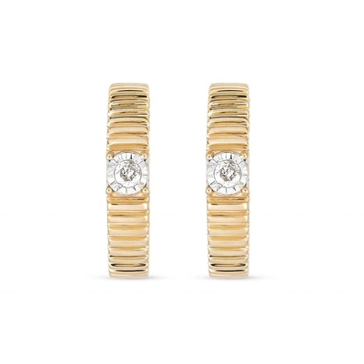 Ladies Cubic Zirconia Diamond Hoop Earrings Brass Round Brilliant Cut