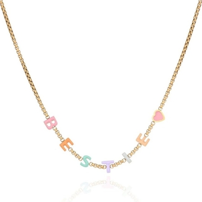 Custom Name Necklace Individual Letters Enamel Personalized Gold Necklace Initials